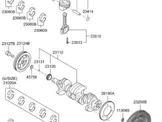 CRANKSHAFT (G4FJ ENGINE) PART NUMBER: 231102B710.  VEHICLE FITMENT: HYUNDAI TUCSON 1.6 TURBO/ IX25/ SONATA/